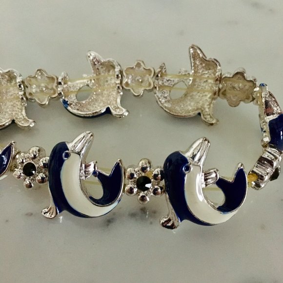 Cute Dolphin Bracelet and Earrings Silver Blue - Picture 5 of 6